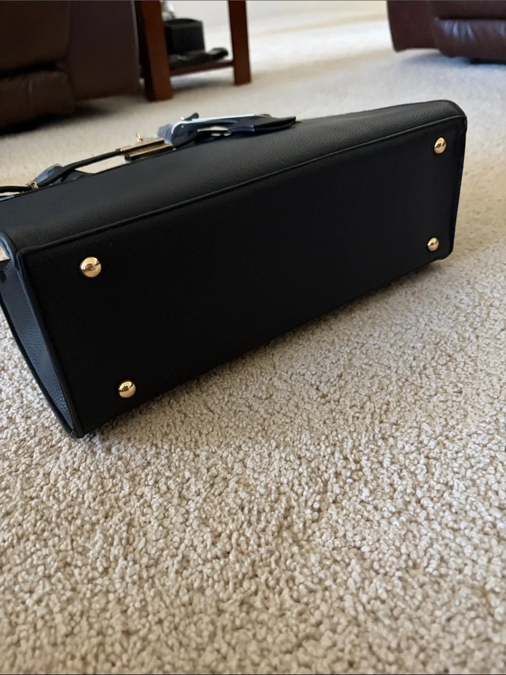 Black satchel bag with wallet
